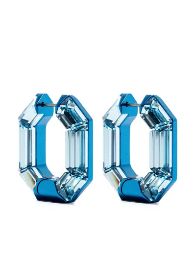 Swarovski Lucent Hoop Earrings In Blue