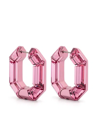 Swarovski Lucent Crystal Statement Earrings In Pink