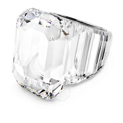 Swarovski Lucent Motif Ring Stainless Steel Shiny White In Silver Tone