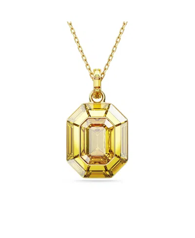 Swarovski Lucent Octagon Shaped Yellow Gold-tone Plated Pendant Necklace
