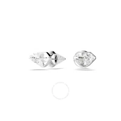 Swarovski Lucent Pierced Earrings Stud Spyke Rhodium Shiny Clear In Silver Tone
