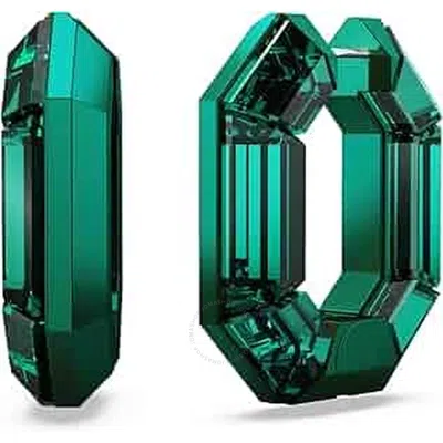 SWAROVSKI SWAROVSKI LUCENT SMALL GREEN OCTAGON SHAPE HOOP EARRINGS