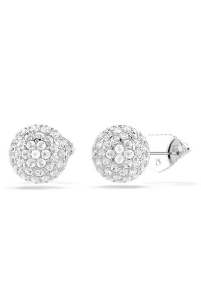 Swarovski Lucent Stud Earrings In White/silver