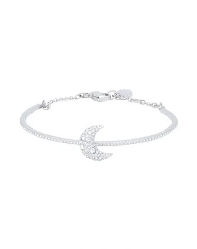Swarovski Luna Bangle, Moon, White, Rhodium Plated Woman Bracelet Silver Size M Rhodium-plated, Swar