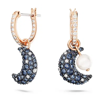 Swarovski Luna Pave Crescent Drop Earrings In Blue