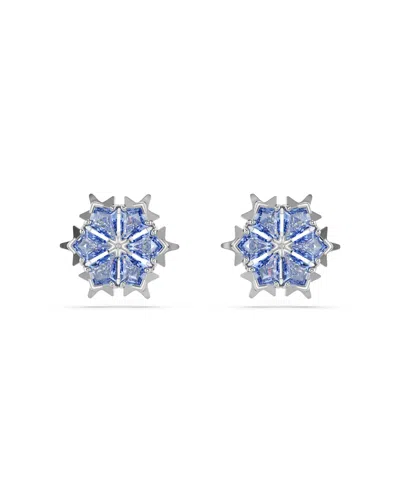 Swarovski Magic Rhodium Plated Stud Earrings In Blue
