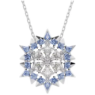 Swarovski Magic Snowflake Pendant And Brooch In Blue