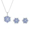 Swarovski Magic Snowflake Rhodium Plated Earring And Necklace Set In Blue