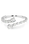 Swarovski Matrix Crystal Hinged Bangle In White/silver