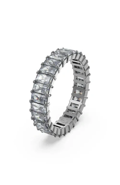 Swarovski Matrix Baguette Crystal Eternity Ring In Gray