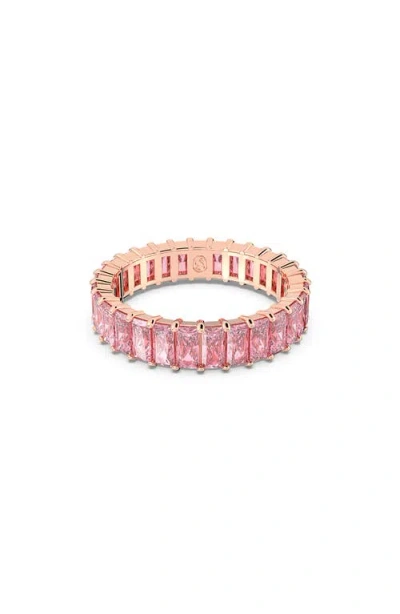 Swarovski Matrix Baguette Crystal Eternity Ring In Pink
