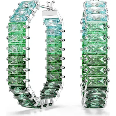 SWAROVSKI SWAROVSKI MATRIX BAGUETTE CRYSTAL OCTAGONAL HOOP EARRINGS