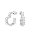 Swarovski Matrix Pierced Earrings Hoop Hrt S Rhodium Shiny White In Silver