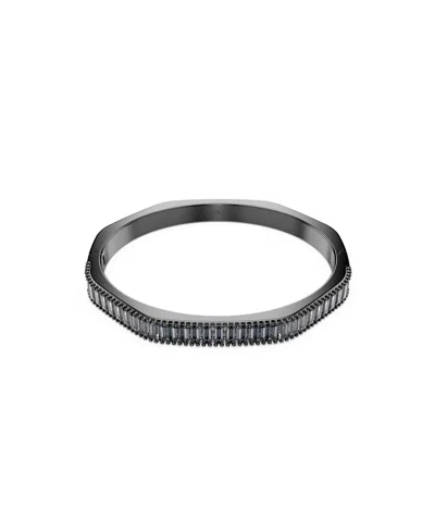 Swarovski Matrix Baguette Cut Blue Ruthenium Plated Bangle Bracelet