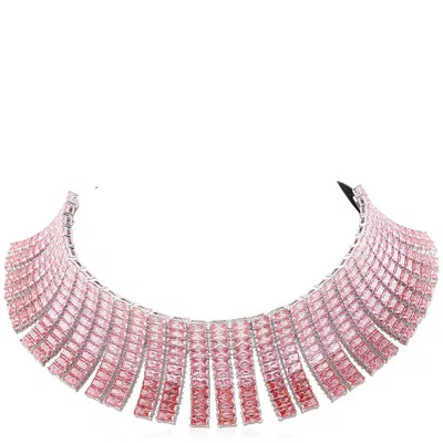 Swarovski Matrix Baguette Cut Choker In Pink