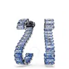Swarovski Matrix Baguette Cut Crystal Drop Earrings In Blue