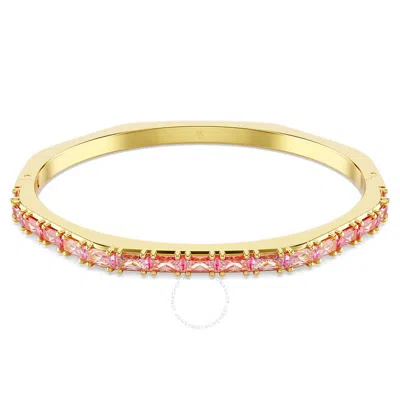Swarovski Matrix Baguette-cut Gold-plated Bracelet In Pink