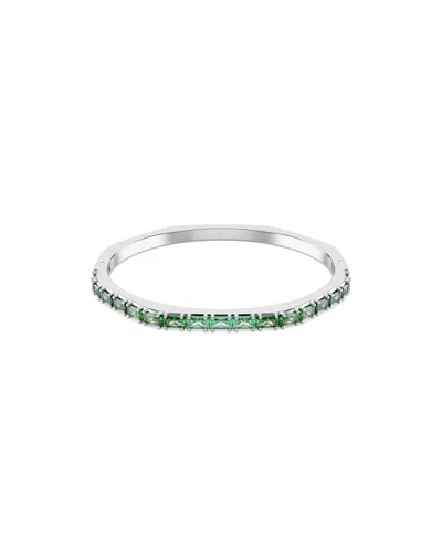 Swarovski Matrix Baguette Cut Green Rhodium Plated Bangle Bracelet