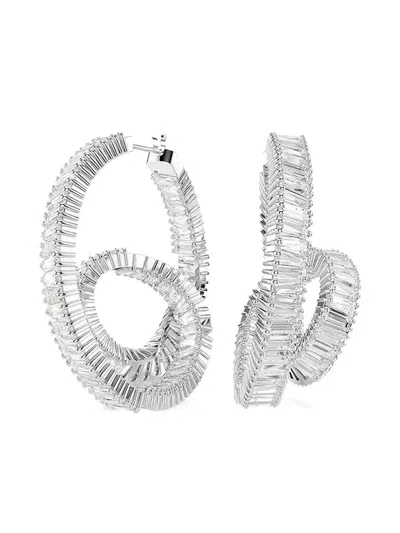 Swarovski Matrix Baguette-cut Hoop Earrings In Metallic