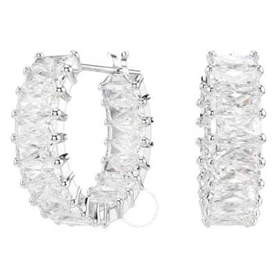 Swarovski Matrix Baguette Cut Hoop Earrings In White