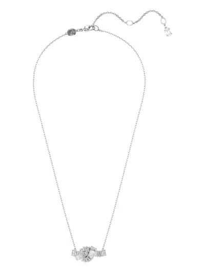 Swarovski Matrix Baguette-cut Knot Necklace In Gray