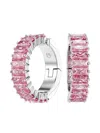 Swarovski Matrix Baguette-cut Pink-crystal Hoop Earrings In Pink