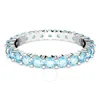 Swarovski Rhodium Plated Round Cut Matrix Ring In Blue