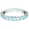 Swarovski Rhodium Plated Round Cut Matrix Ring In Blue