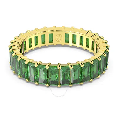 Swarovski Matrix Band Ring Gold Shiny Green In Silver Tone