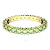 Swarovski Matrix Band Ring Green Gold Shiny Green In Silver Tone