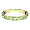 Swarovski Matrix Band Ring Green Gold Shiny Green In Silver Tone
