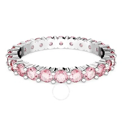 Swarovski Matrix Band Ring Pink Rhodium Shiny Pink In Silver Tone