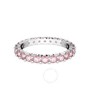 SWAROVSKI SWAROVSKI RHODIUM PLATED PINK ROUND CUT MATRIX RING
