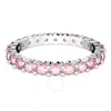 Swarovski Matrix Band Ring Pink Rhodium Shiny Pink In Silver Tone