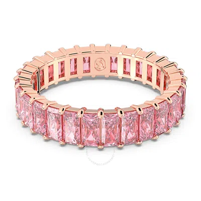 Swarovski Matrix Band Ring Rose Gold Shiny Pink In Silver Tone