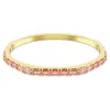 Swarovski Matrix Baguette Cut Pink Gold-tone Plated Bangle Bracelet In Pink