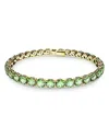 Swarovski Matrix Blue Crystal Small Tennis Bracelet In Gold Tone In Green
