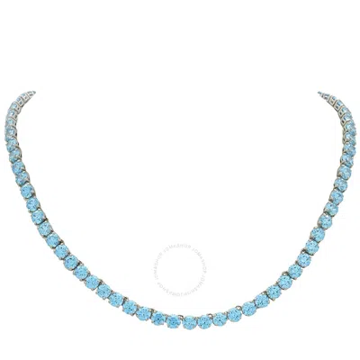 Swarovski Matrix Blue Round Cut Crystal Tennis Necklace