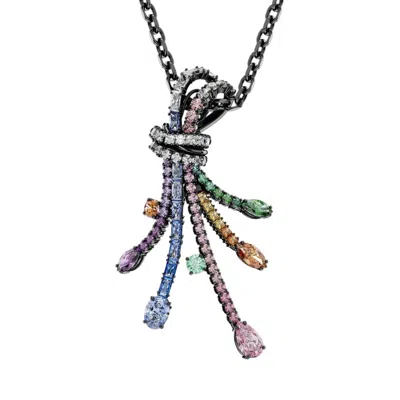 Swarovski Matrix Bouquet Crystal Necklace In Silver