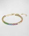 Swarovski Multicolored Round Cut Gold-tone Plated Matrix Bracelet In Multi