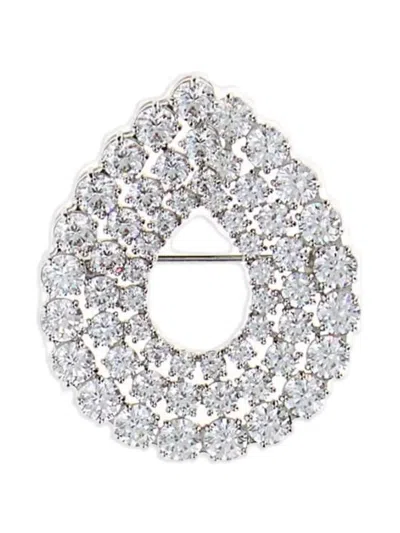 Swarovski Embellished Metal Matrix Pin In Gray