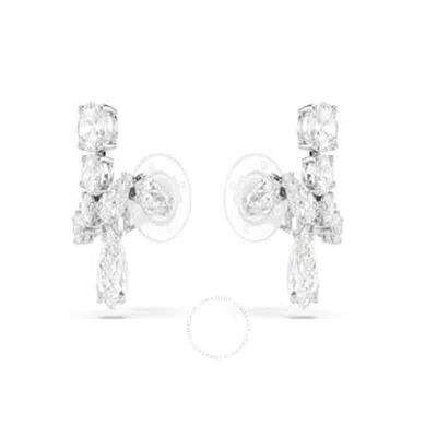 Swarovski Matrix Clip Earrings Rhodium Shiny White