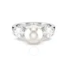 Swarovski Matrix Cocktail Ring 8mm Pearl Rhodium Shiny White In White