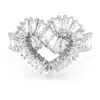 Swarovski Matrix Motif Ring Heart Woven Rhodium Shiny White In Metallic