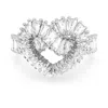Swarovski Matrix Motif Ring Heart Woven Rhodium Shiny White In Metallic