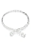 Swarovski Matrix Necklace Closed Rhodium Shiny Crystal In Silver/white