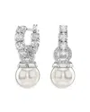 Swarovski Matrix Rhodium Plated Round Cut Drop Earrings In Silver