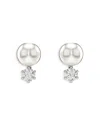 SWAROVSKI MATRIX CRYSTAL & IMITATION PEARL STUD EARRINGS IN RHODIUM PLATED