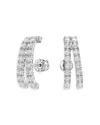 Swarovski Matrix Crystal Double Row Cuff Stud Earrings In Silver