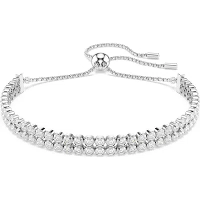 Swarovski Matrix Crystal Double Row Slider Bracelet In White